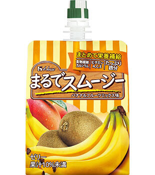 まとめて栄養補給 食物繊維 カルシウム ビタミンA,C,E たっぷり鉄分 House まるでスムージー バナナ&フルーツミックス味 ゼリー 果汁10%未満